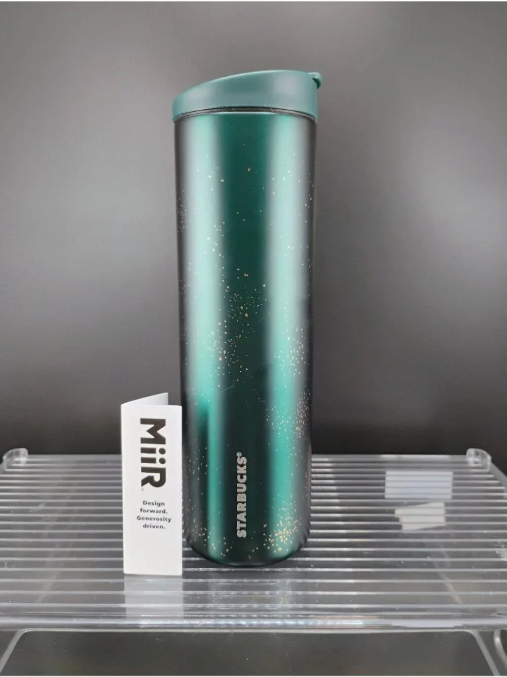 Starbucks Miir Green Tumbler With Gold Speck Design 16oz